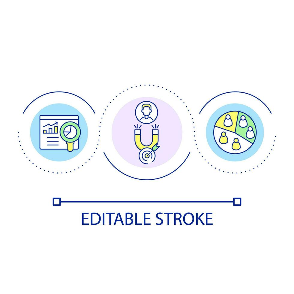 Smart customer engagement loop concept icon. Targeting strategy. Advertising campaign abstract idea thin line illustration. Isolated outline drawing. Editable stroke vector
