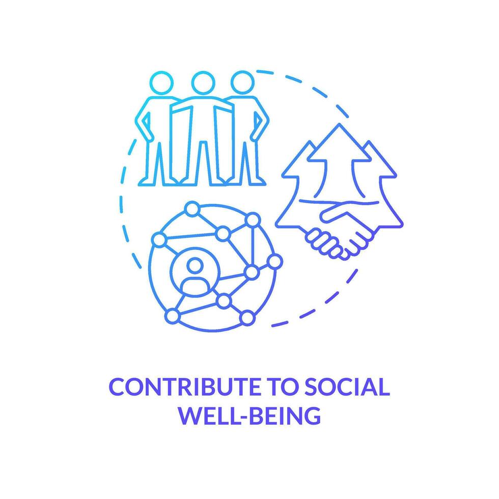 Contribute to social well-being blue gradient concept icon. Building professional relationship abstract idea thin line illustration. Isolated outline drawing vector