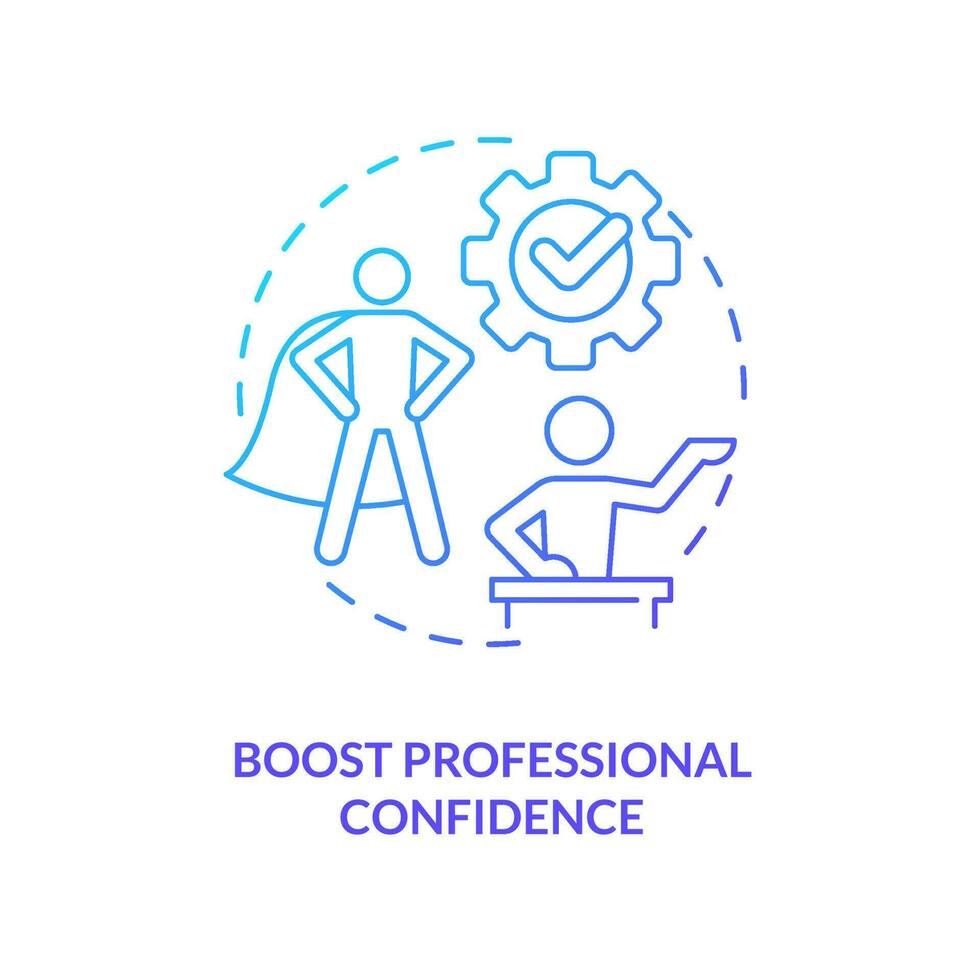 Boost professional confidence blue gradient concept icon. Become more qualified. Career growth abstract idea thin line illustration. Isolated outline drawing vector