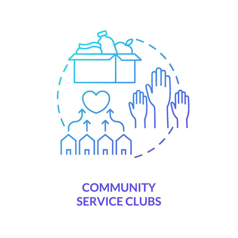 Community service clubs blue gradient concept icon. Business help. Professional assistance abstract idea thin line illustration. Isolated outline drawing vector