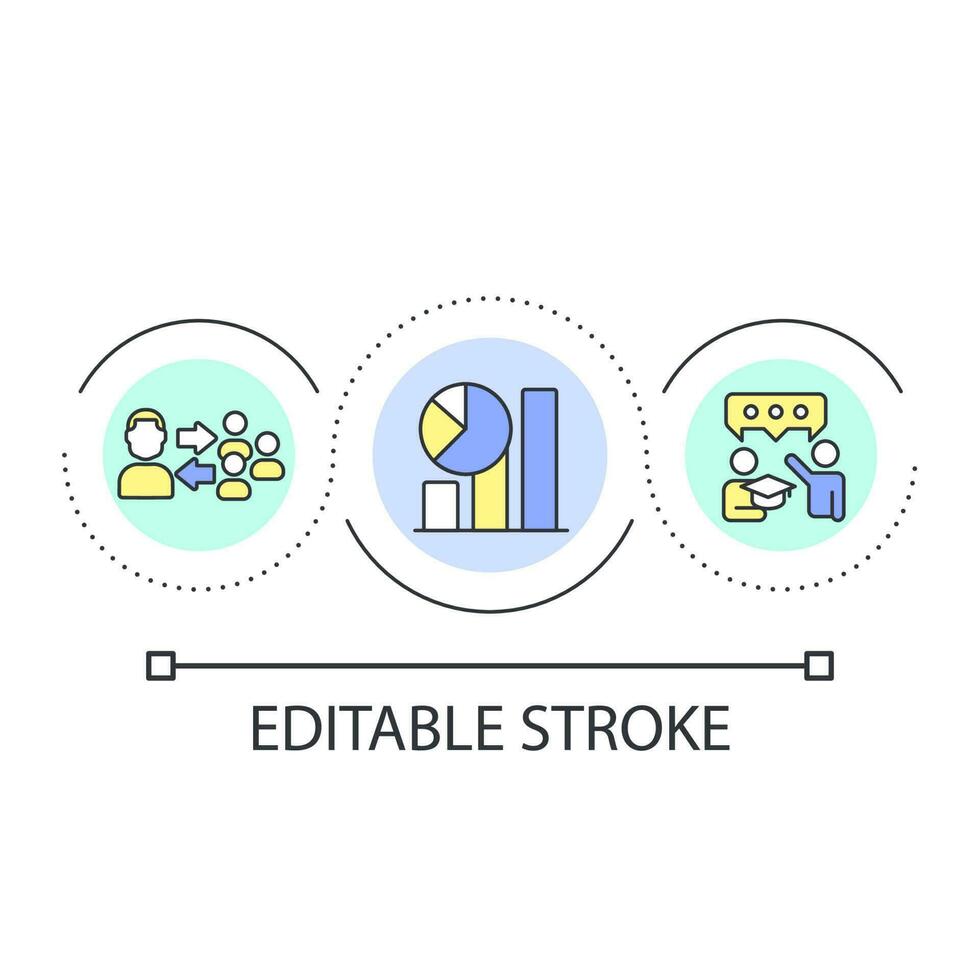 Assess mentoring program loop concept icon. Monitor, evaluate mentor performance abstract idea thin line illustration. Expected outcomes. Isolated outline drawing. Editable stroke vector