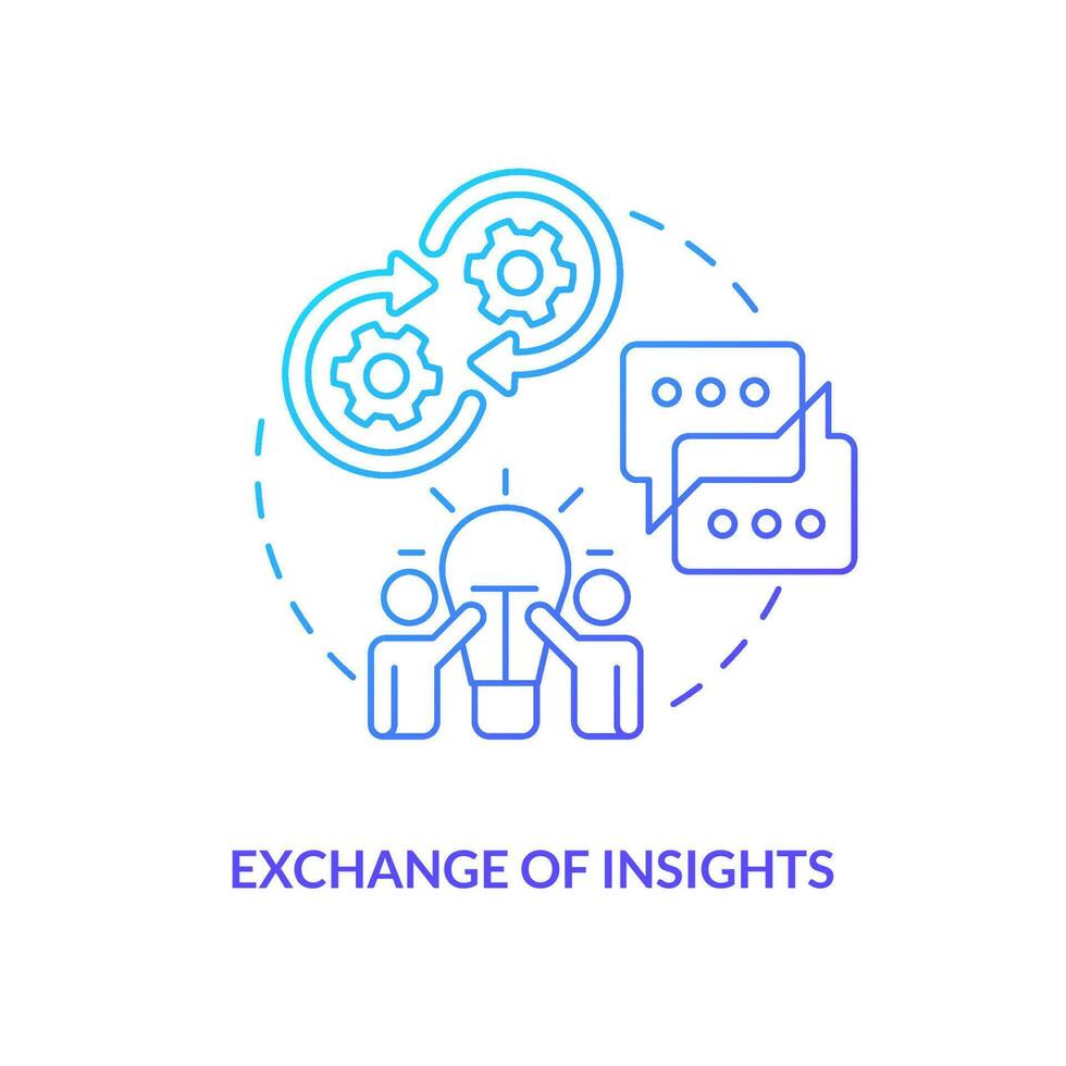 Exchange of insights blue gradient concept icon. Mutual sharing useful professional information abstract idea thin line illustration. Isolated outline drawing vector