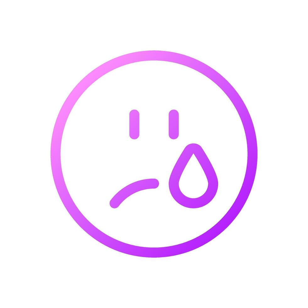 Crying face pixel perfect gradient linear ui icon. Depressed and unhappy face. Communication. Line color user interface symbol. Modern style pictogram. Vector isolated outline illustration