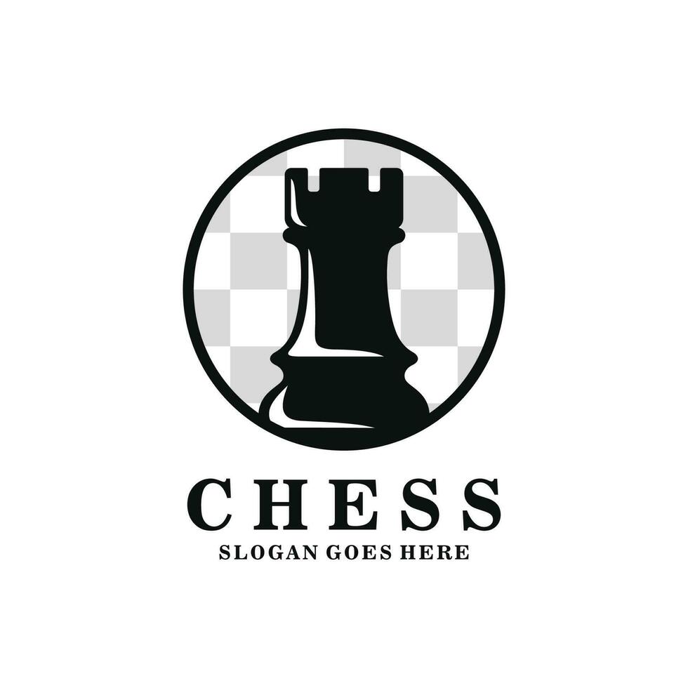 Rook chess logo design vector illustration