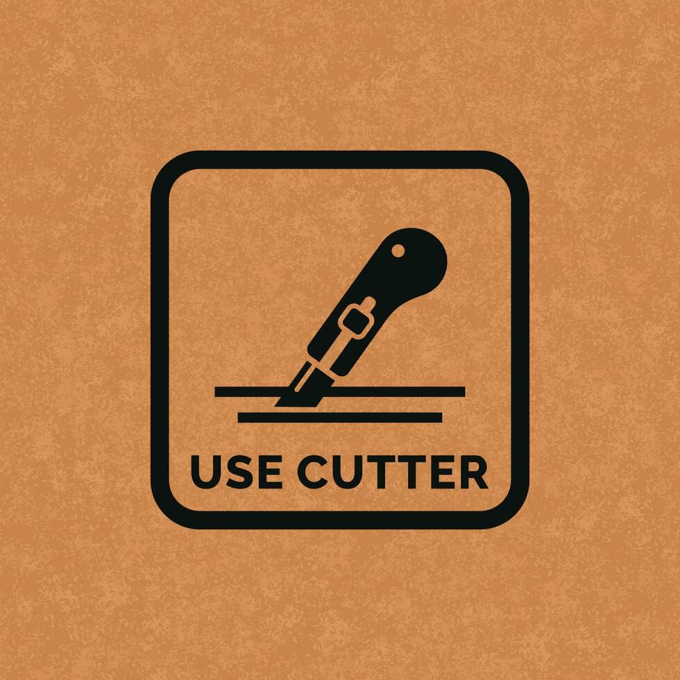 utilizar cortador embalaje marca icono símbolo vector
