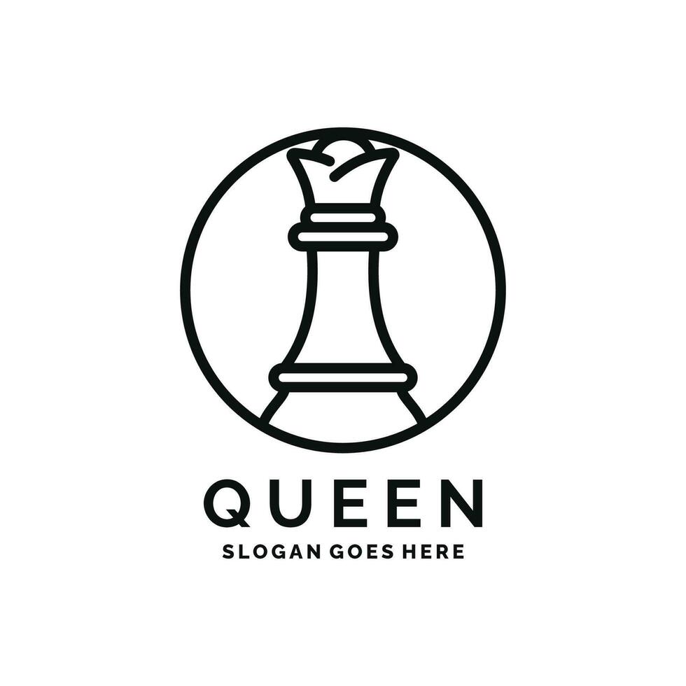 reina ajedrez logo diseño vector ilustración