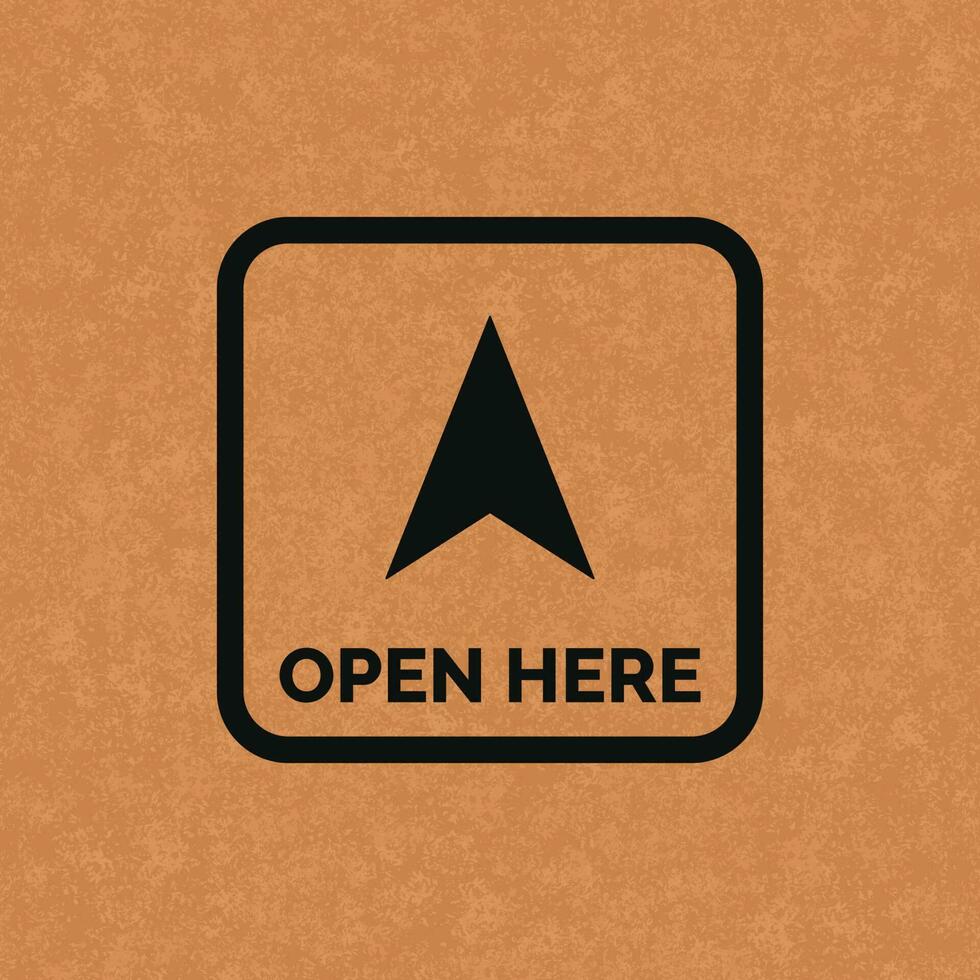 Open here packaging mark icon symbol vector