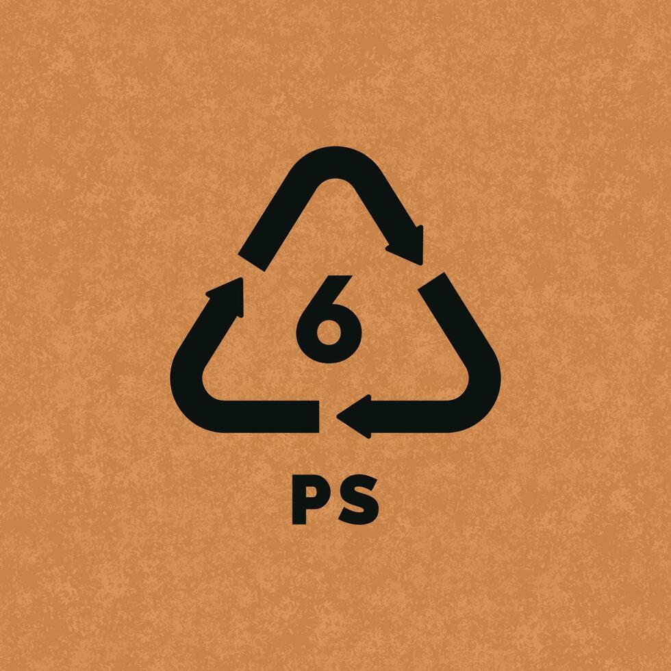 PS 6 plastic recycle symbol icon vector