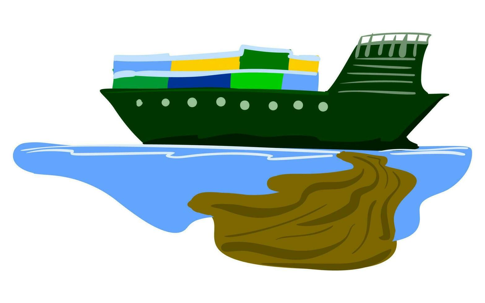 vector illustration toxic waste floating on the ocean, symbolizing environmental disaster. The dangers of industrial waste. Related to ecology, environmental awareness, and the sustainable solutions