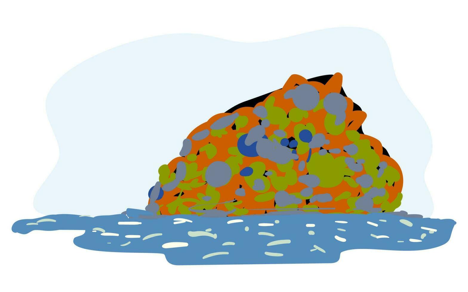 Mountains of garbage in the oceans and rivers. Motivational Illustration Protecting Our Oceans from Plastic Pollution. Flat vector illustration Hand drawn Clip Art