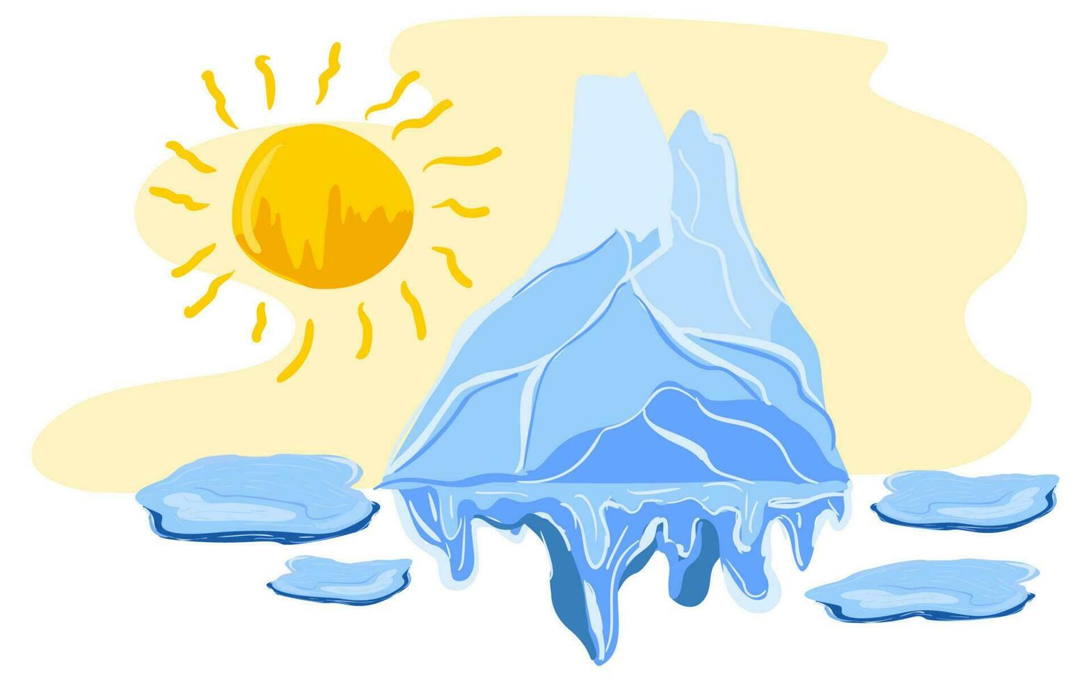 Flat style illustration of a big isolated iceberg. Climate change. Global warming illustration. Perfect for infographic design, travel concepts, and environmental themes vector