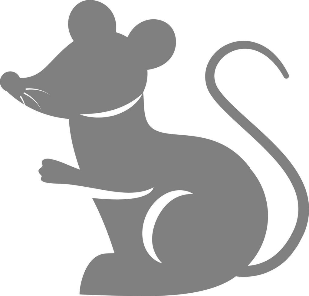 Silhouette rat character in grey color. vector