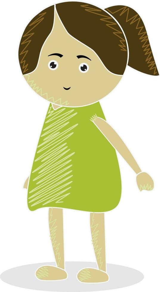 Doodle style cartoon Character of little girl. vector