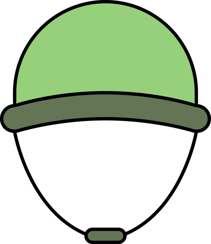 Isolated Military Helmet Icon In Green Color. vector