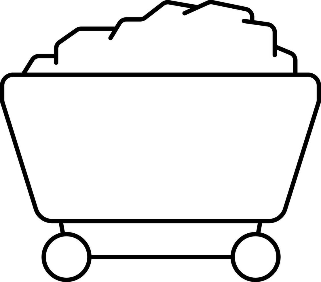 Raw Material Wagon Black Stroke Icon. vector