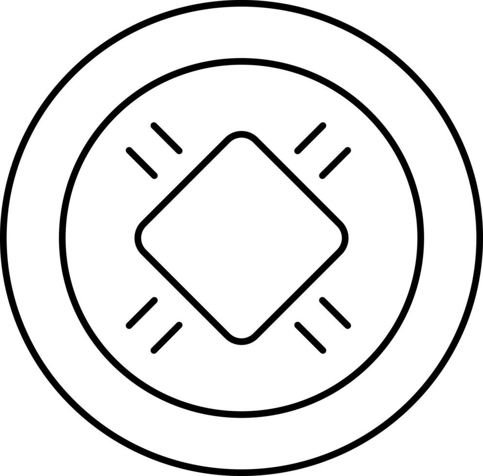 negro contorno chino moneda icono o símbolo. vector