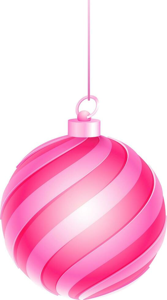 Shiny pink bauble in stripe design. vector