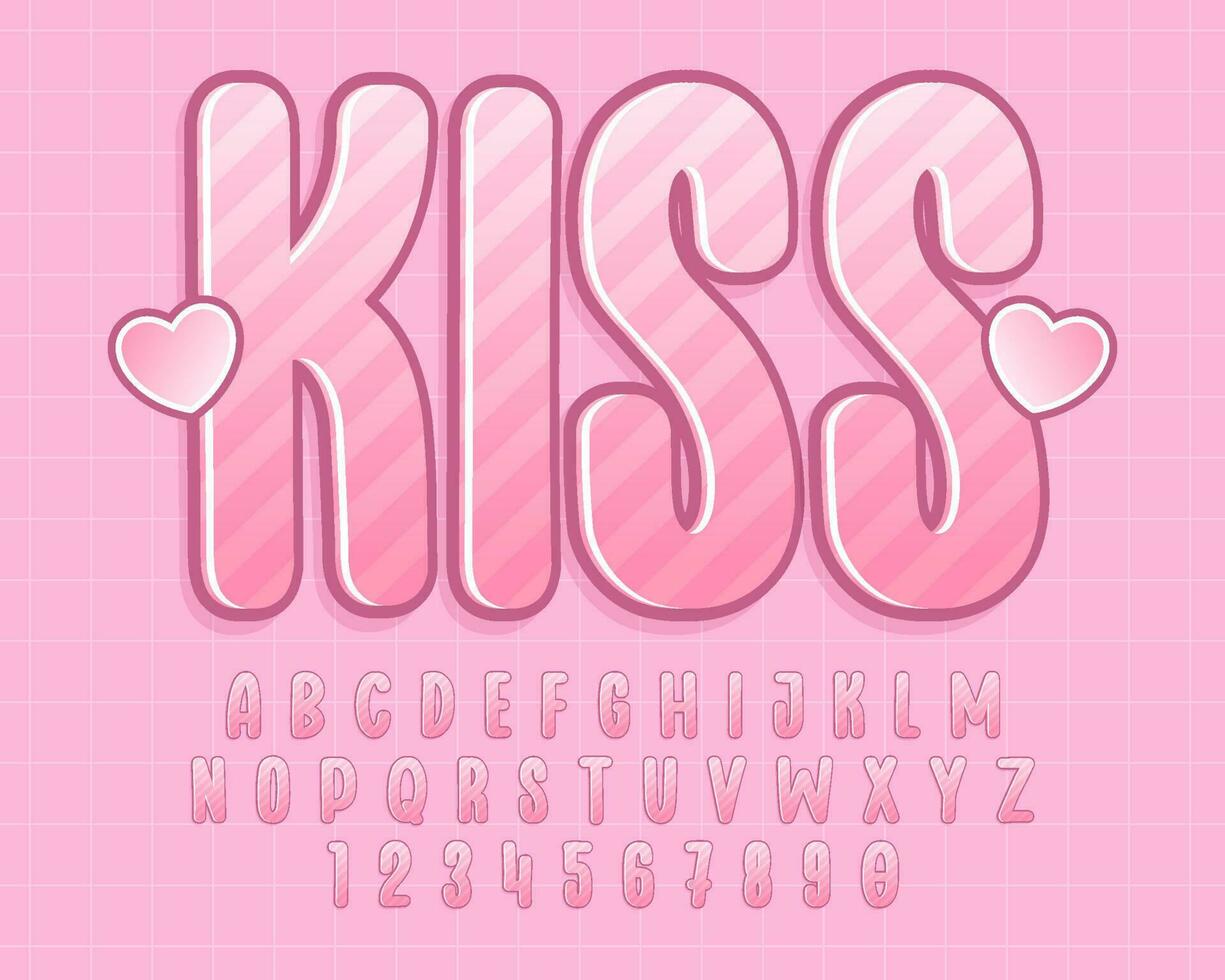 decorative kiss editable text effect vector design