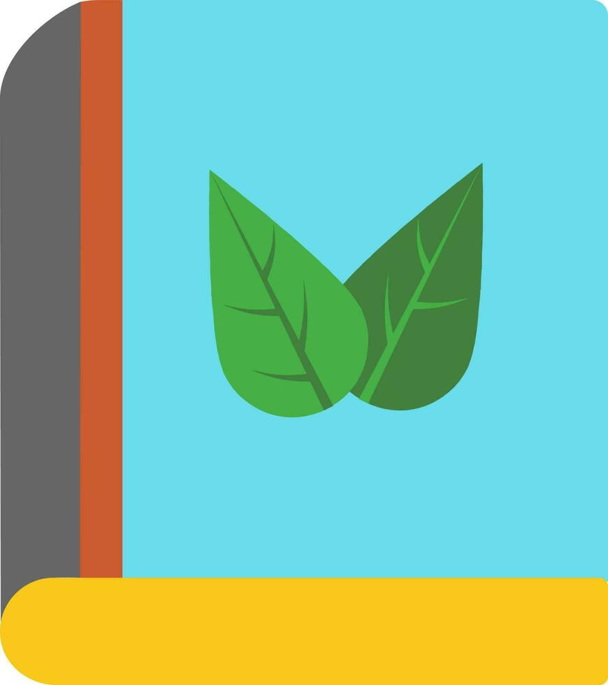 Green leaves on blue book. vector