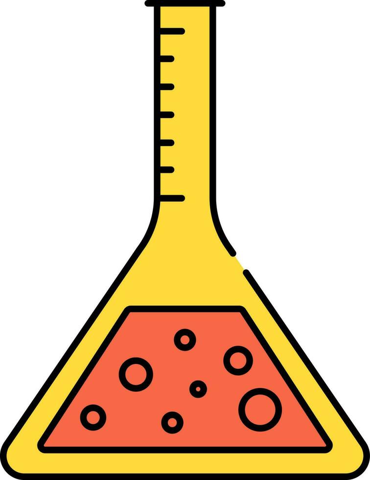 Red And Yellow Illustration Of Liquid Erlenmeyer Icon. vector