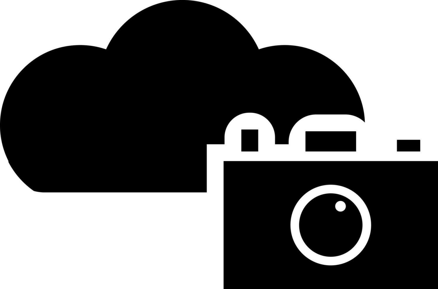 Cloud camera glyph icon or symbol. vector