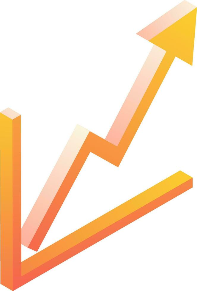 3D growth arrow or chart icon. vector