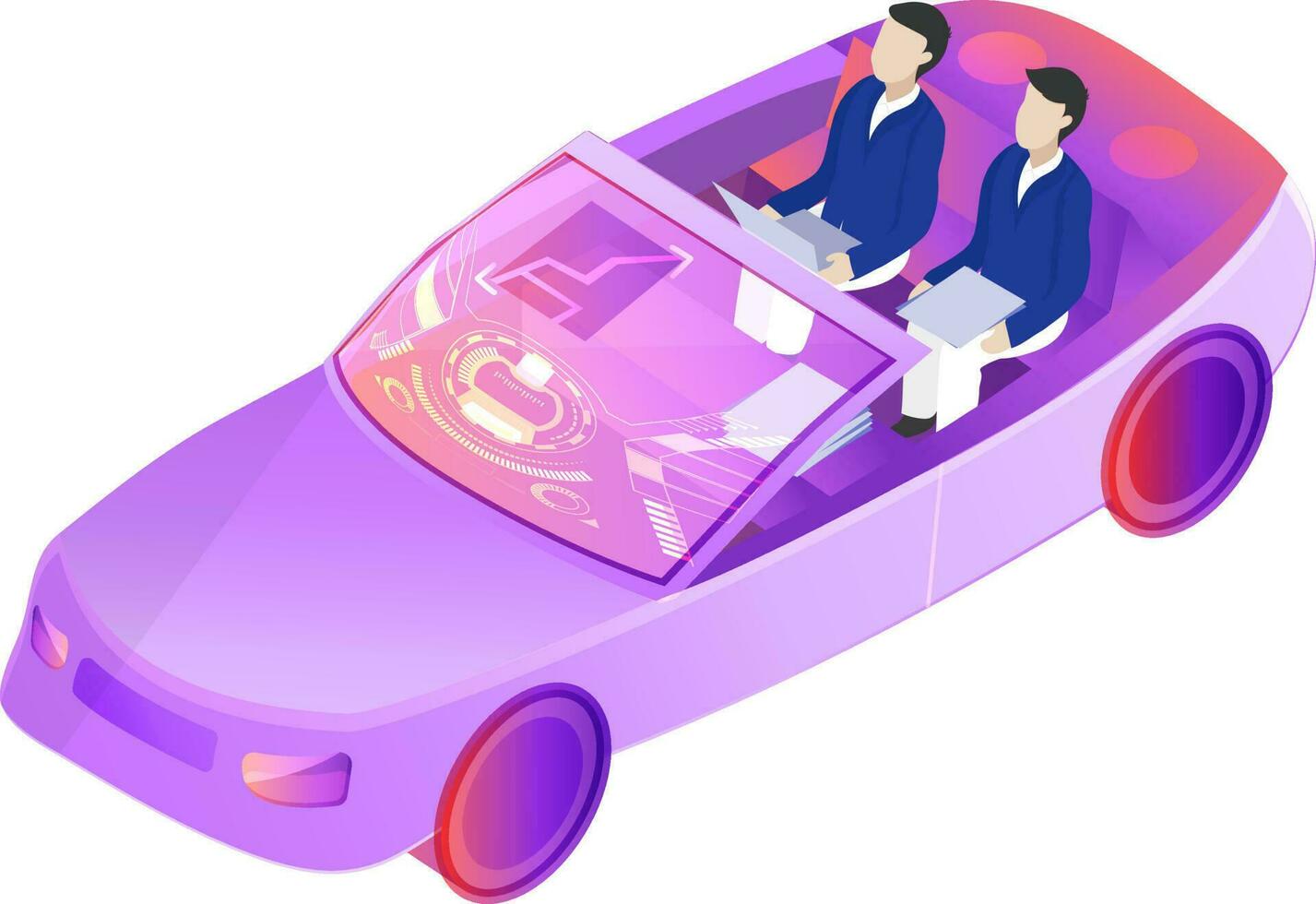Isometric illustration of autonomous vehicle or smart car. vector