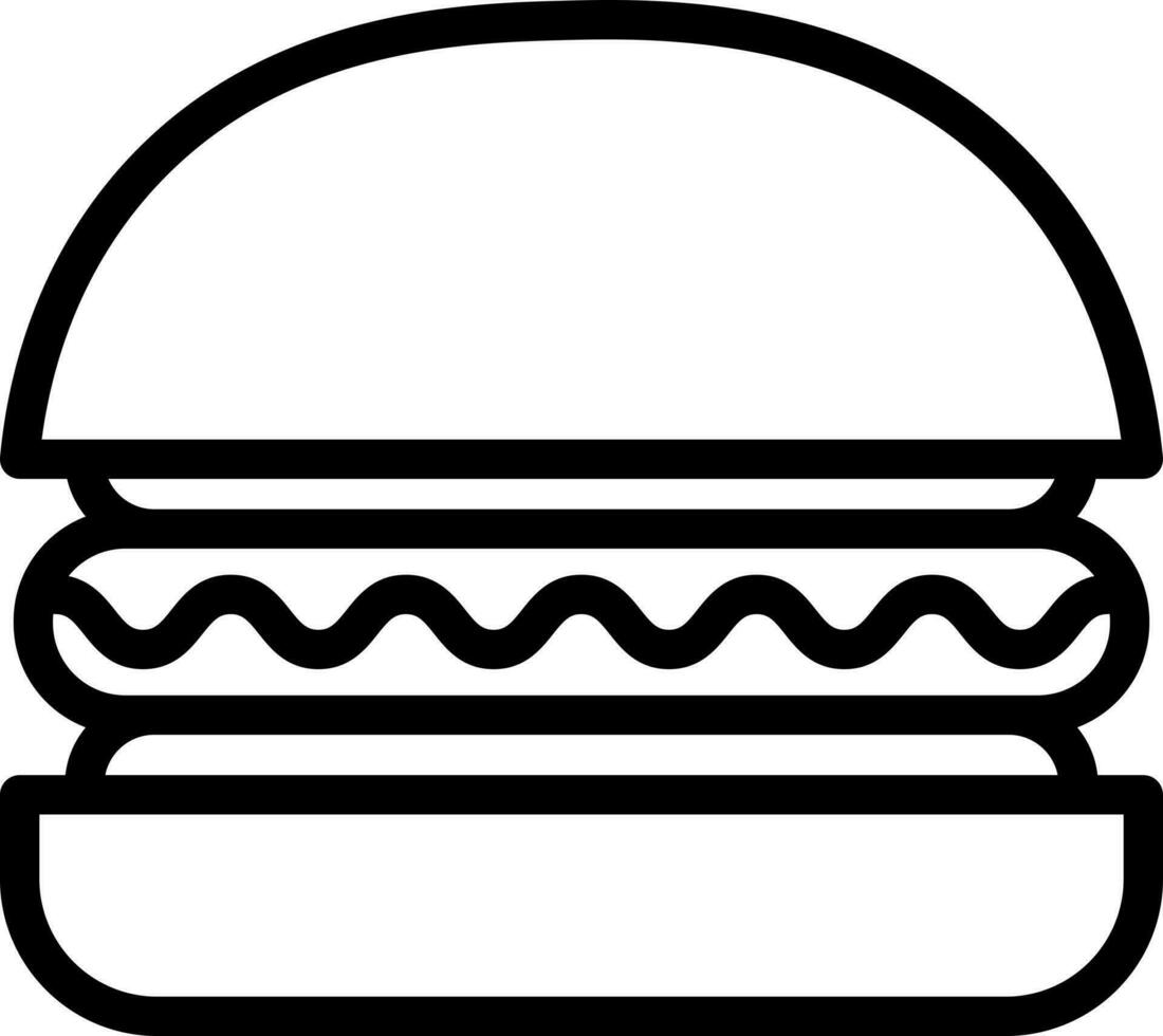 Line art illustration of burger icon. vector