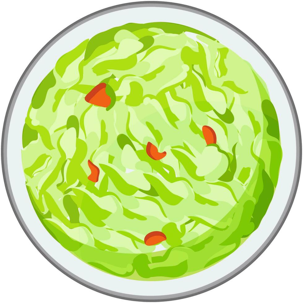 Green sauce in bowl. vector