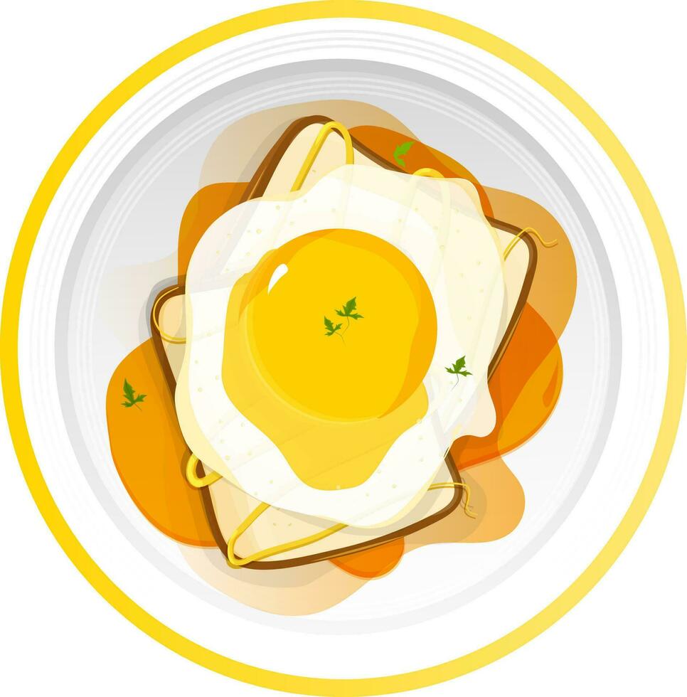 Illustration of omelet in plate. vector