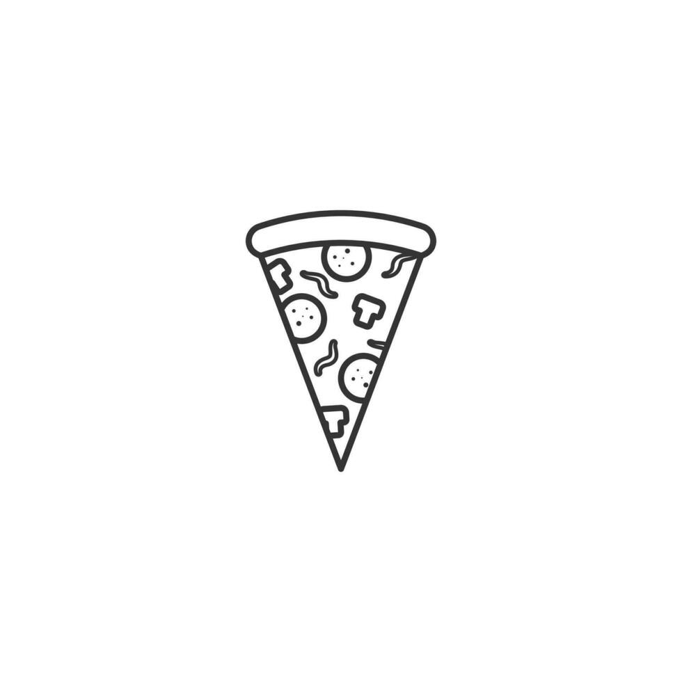Outline icon of pizza. Food icon. , Meat, Vegetable, Mushroom, and Sausage. Pizza cartoon. vector