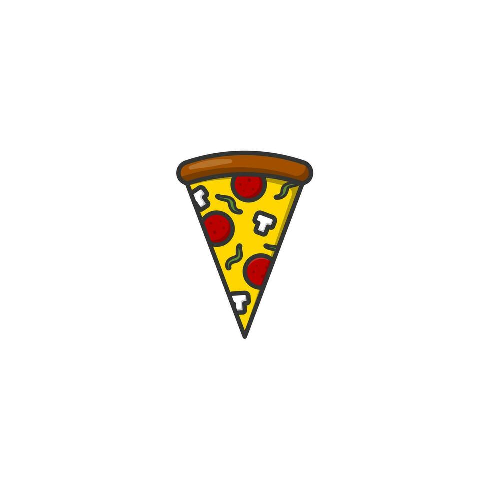 Cartoon icon of pizza. Food icon. , Meat, Vegetable, Mushroom, and Sausage. Pizza cartoon. vector