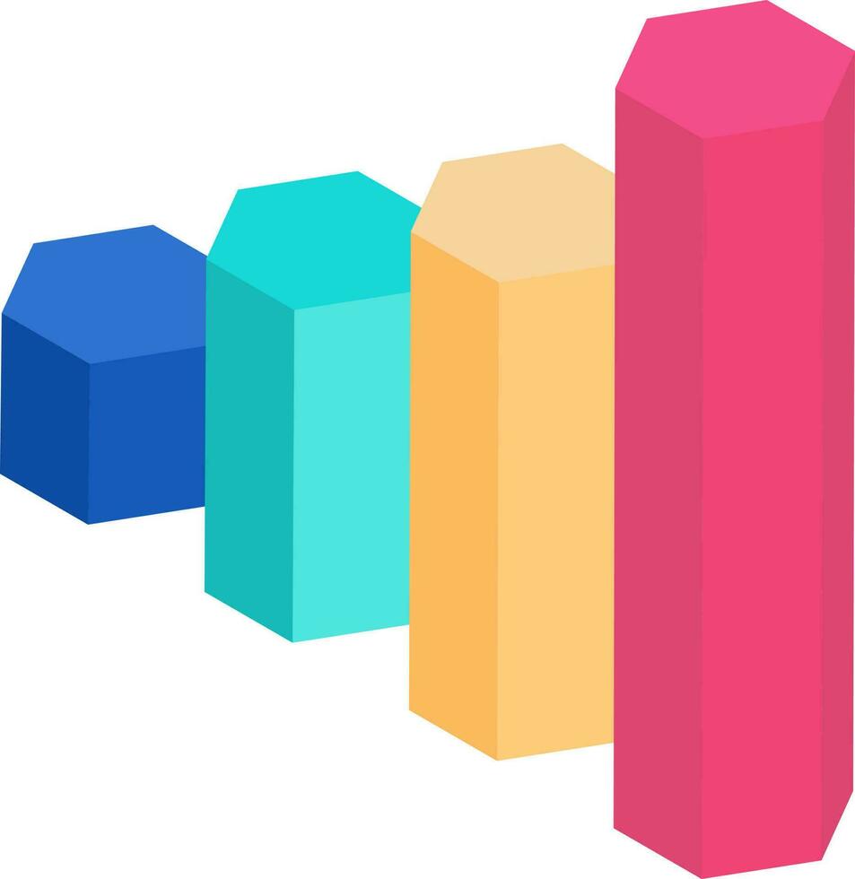 Colorful bar graph in 3d style. vector