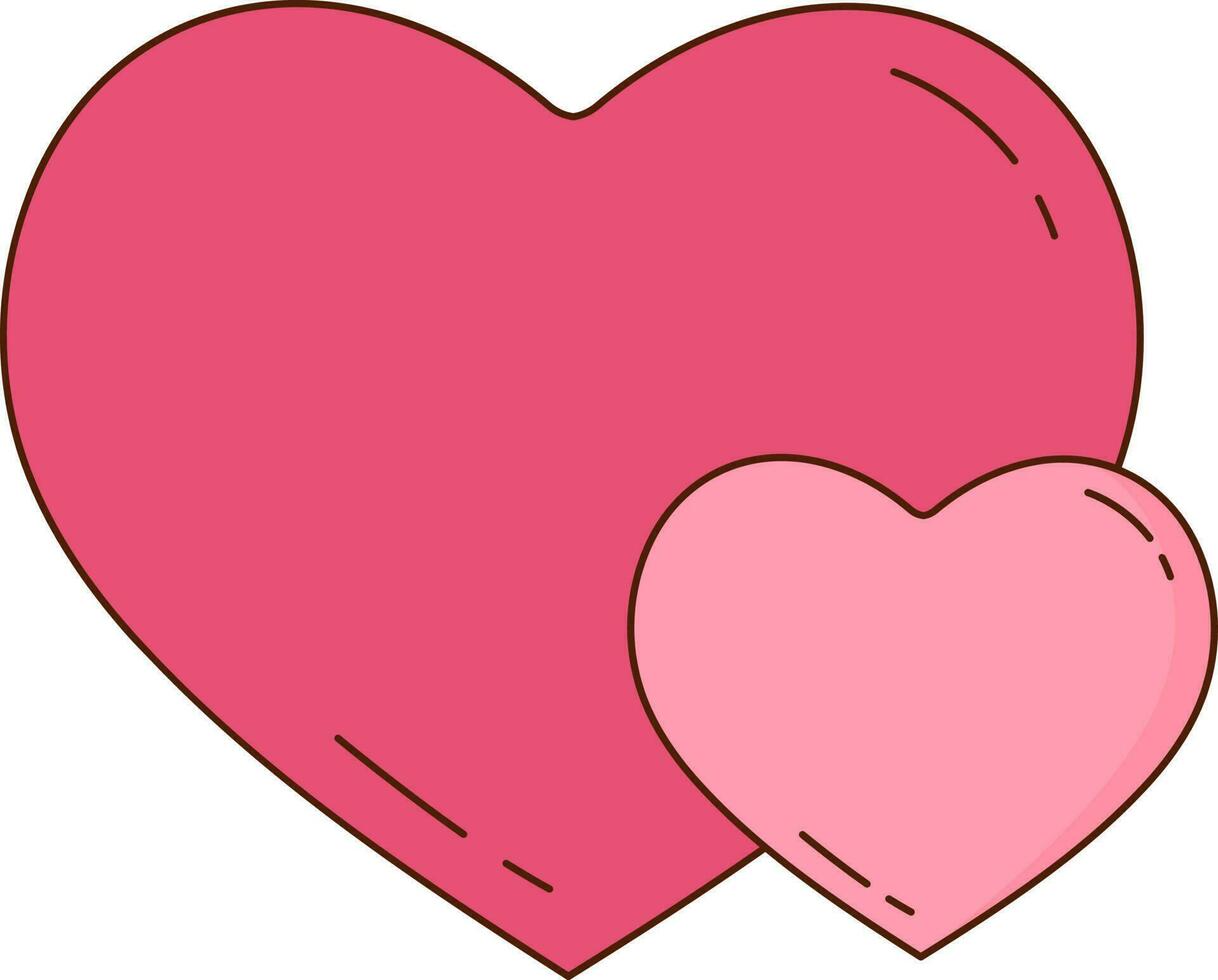 Joints Two Hearts Icon In Pink Color. vector