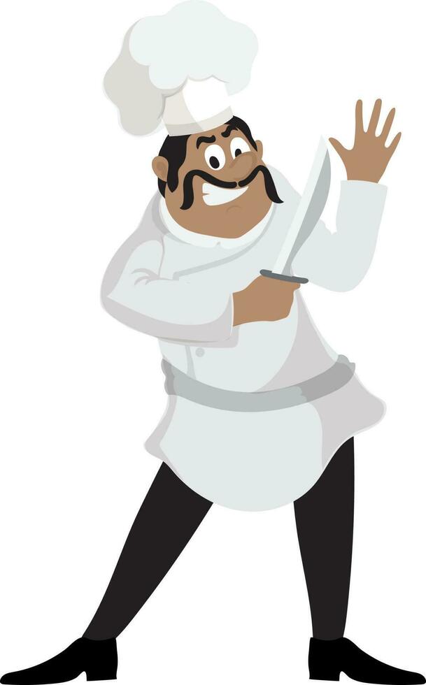 Cartoon character of chef with knife. vector