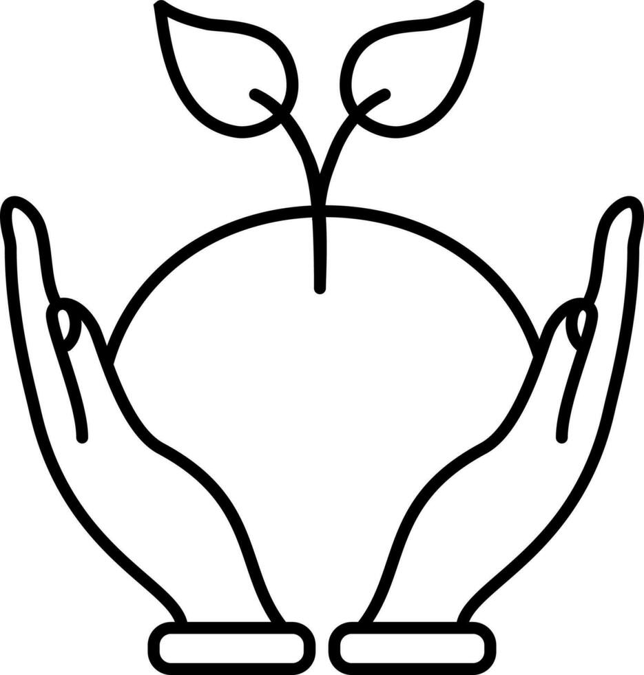 Symbol of human hands protecting plant. vector