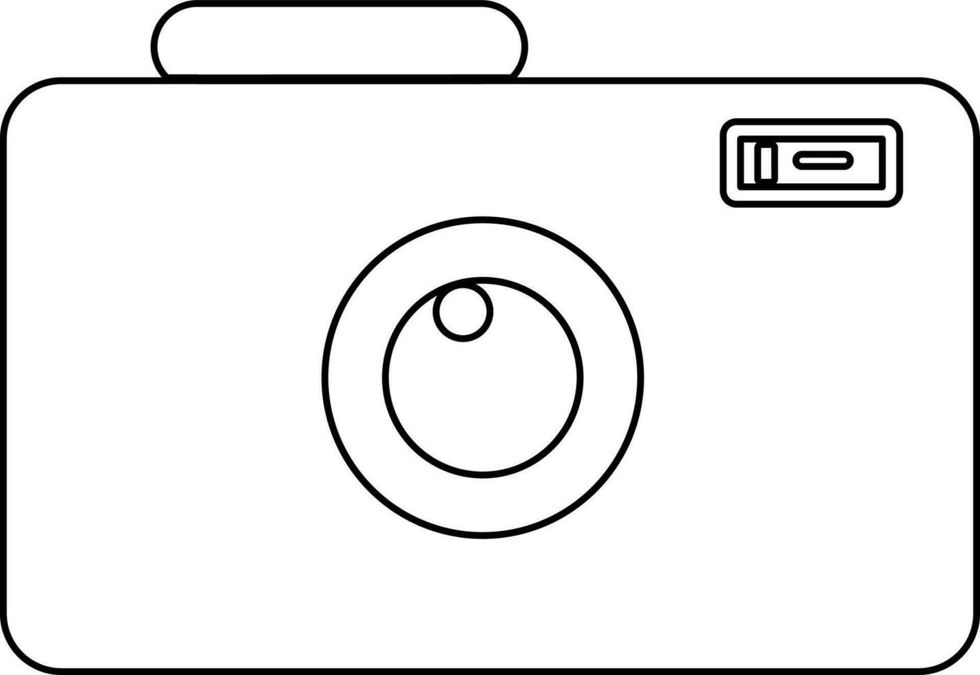 Flat style camera in line art illustration. vector