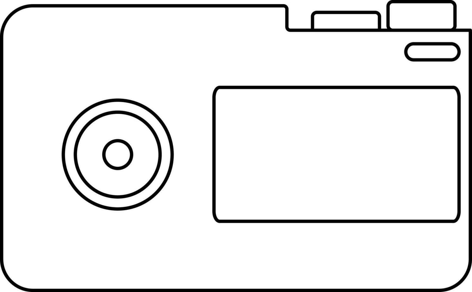 Camera in black line art illustration. vector