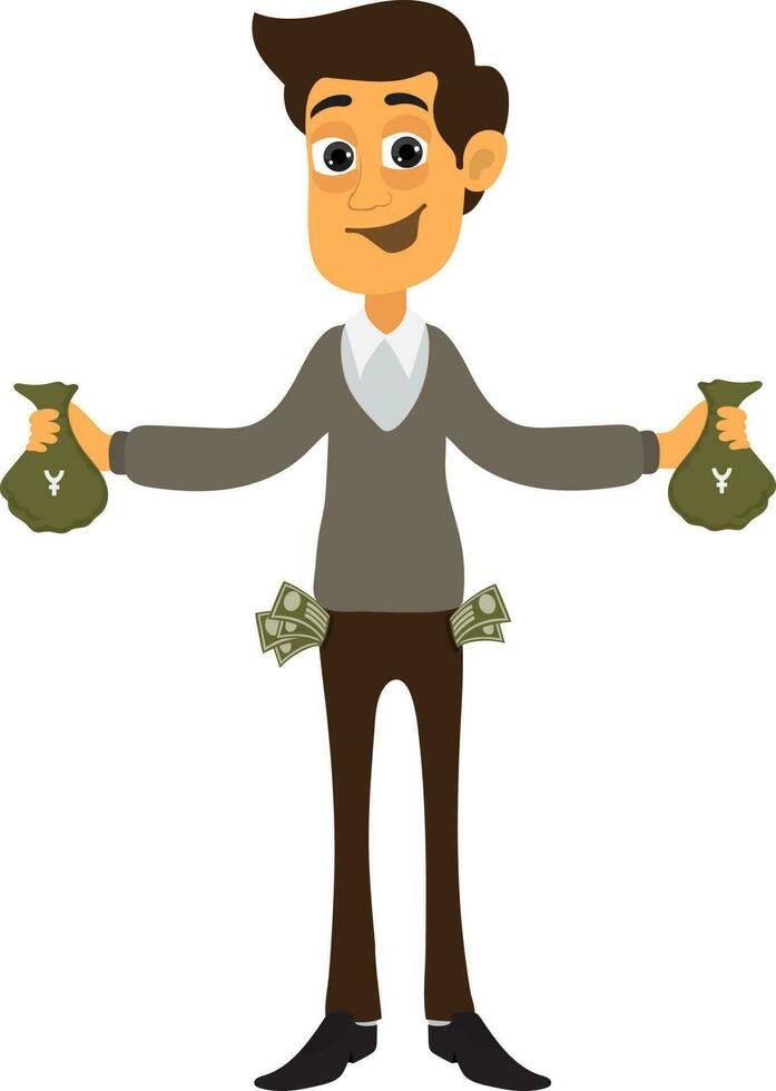 personaje de negocio hombre con dinero. vector