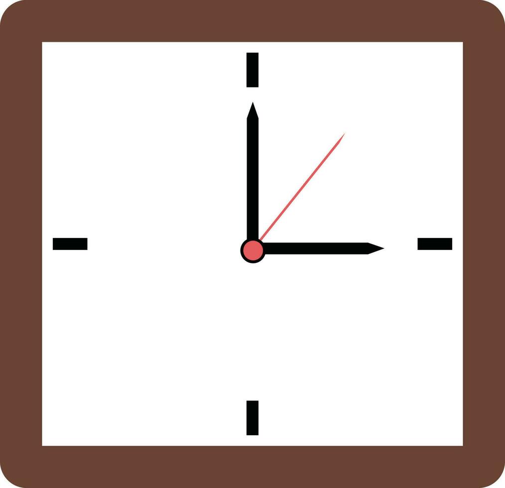 marrón color pared reloj en cuadrado forma. vector