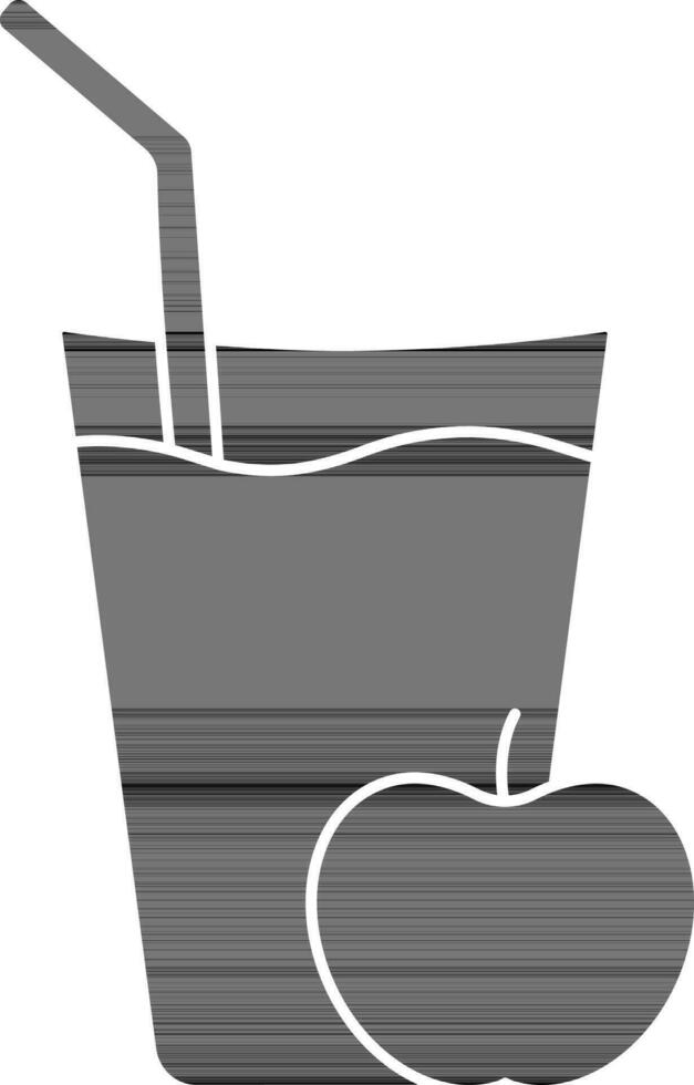 Apple Juice Glass Icon In Black And White Color. vector