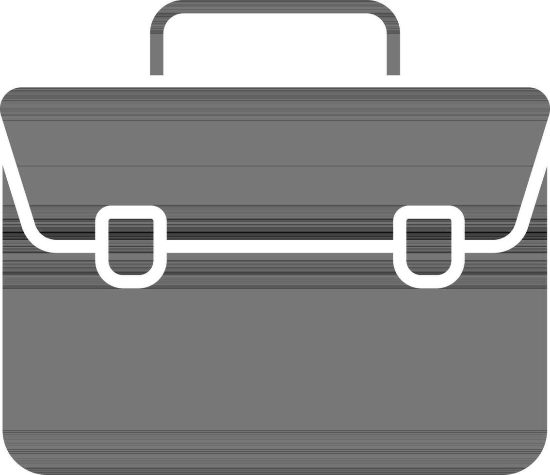 plano estilo maletín icono en negro y blanco color. vector