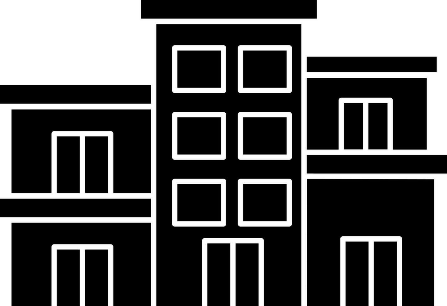 Black And White Color Building Icon In Flat Style. vector