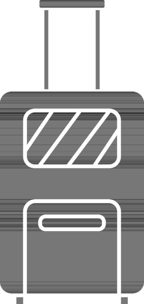 Black And White Color Luggage Icon In Flat Style. vector