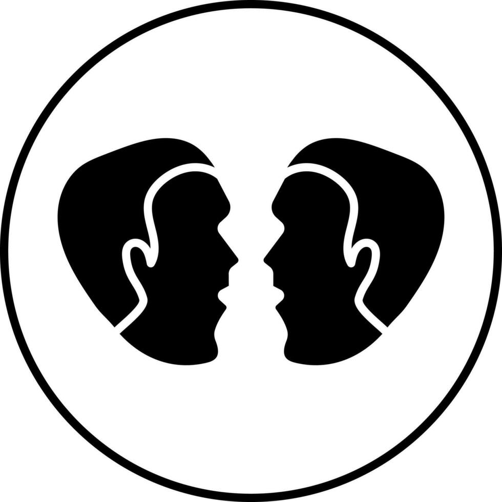 Zodiac Gemini Sign on Round Shape. Glyph Icon or Symbol. vector
