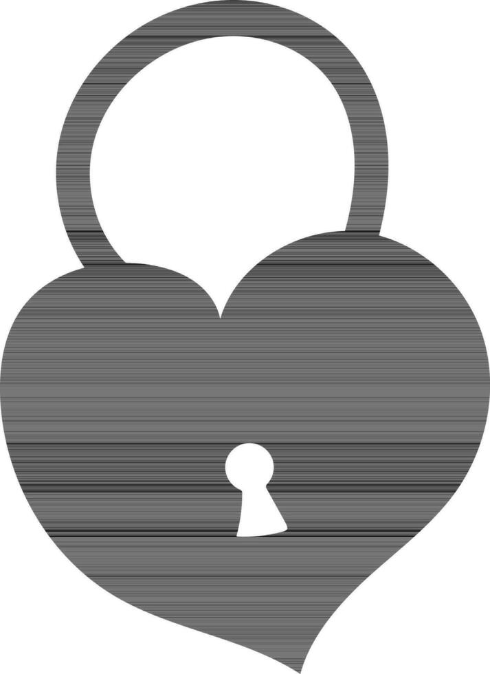 Heart Shaped Padlock Icon In Black And White Color vector