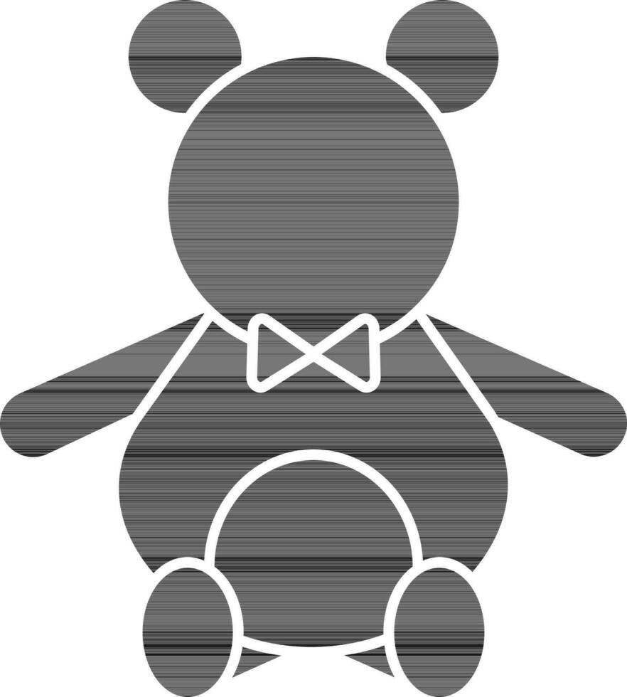 Teddy Bear Icon In Black And White Color. vector