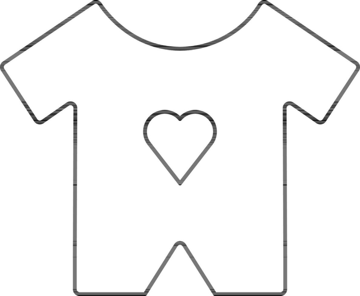 Baby Bodysuit Or Romper Icon In Thin Line Art. vector