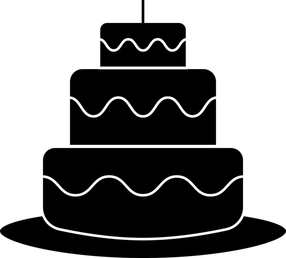 Flat Style Cake Icon In Black And White Color. vector
