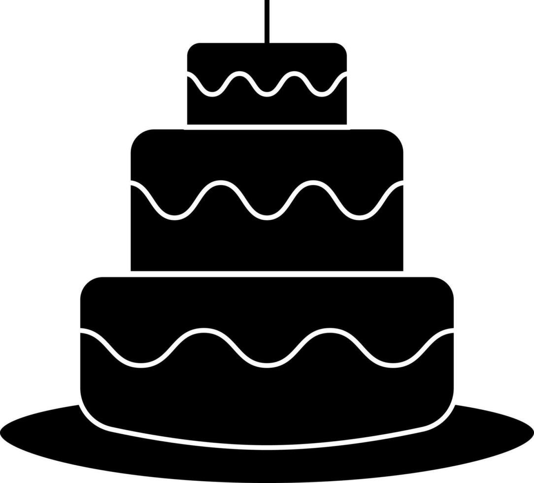 Flat Style Cake Icon In Black And White Color. vector